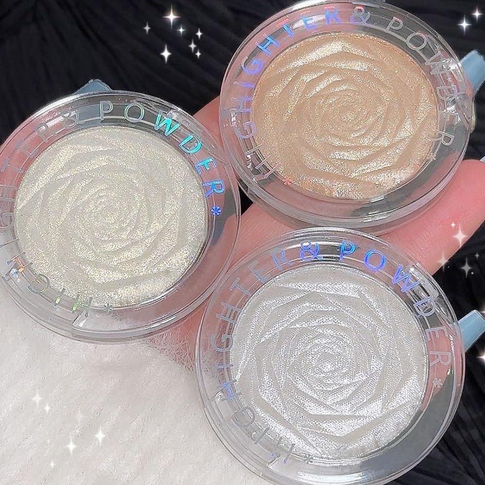 evpct Pearl White Silver Face Highlighter Makeup Shimmer Glitter Diamond Sparkly Highlighters Makeup Palette Powder for Face Body Cheek Skin iluminadores iluminador de jos maquillaje luminizers 01