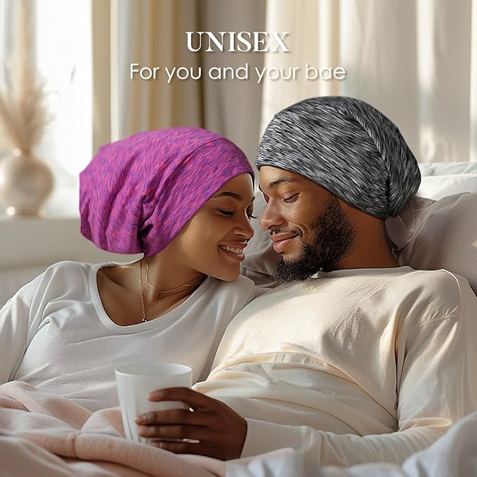 LULUSILK Mulberry Silk Lined Sleep Cap, No More Frizzy Tangled Hair, Stay On Silk Hair Wrap for Sleeping, Adjustable Strap, Unisex Adult, One Size, Assorted Color Dark Grey