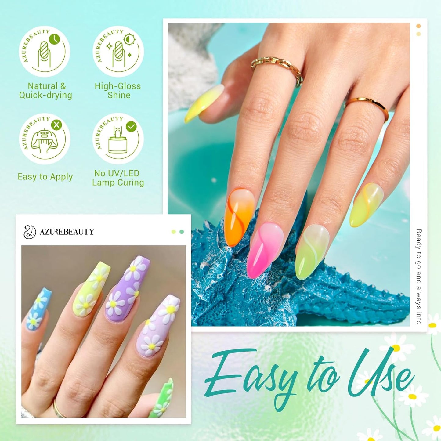 AZUREBEAUTY 31 Pcs Dip Powder Nail Kit Starter, Spring Summer 20 Colors Glitter Neon Pink Blue Green Dipping Powder Liquid Set with Top/Base Coat Activator for French Nail Art Manicure DIY Salon Gift