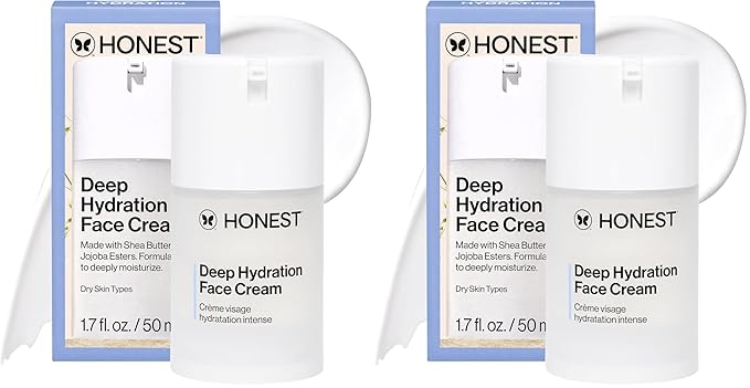 Honest Beauty Deep Hydration Face Cream for Dry Skin,Hydrates and Supports Natural Moisture Barrier,Hypoallergenic,Gentle Sensitive,1.7 fl oz,(Pack of 2)