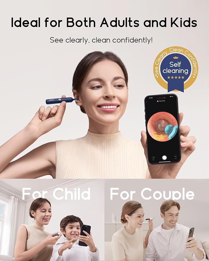 Bebird Earsight Plus R37R Ear Cleaning Camera Wax Removal Tool kit, FSA HSA Eligible Flexible Ear Scope Otoscope Camera Light, Visual Ear Picker Wireless Earwax Remover Tweezers for Adults & Kids
