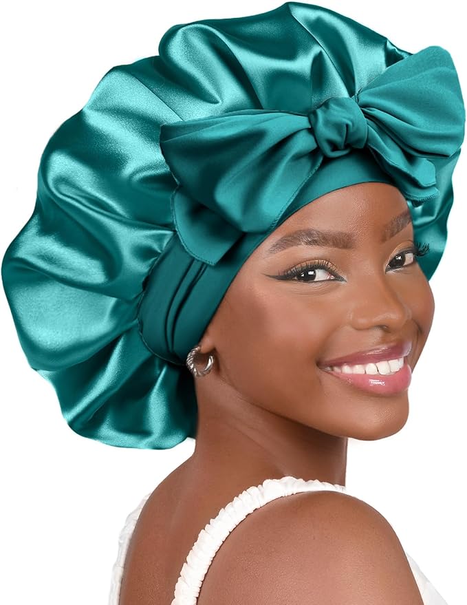 YANIBEST Adjustable Satin Bonnet for Sleeping Women Double Layer Hair Wrap Reduce Friction Prevent Frizz Natural Curly Hair