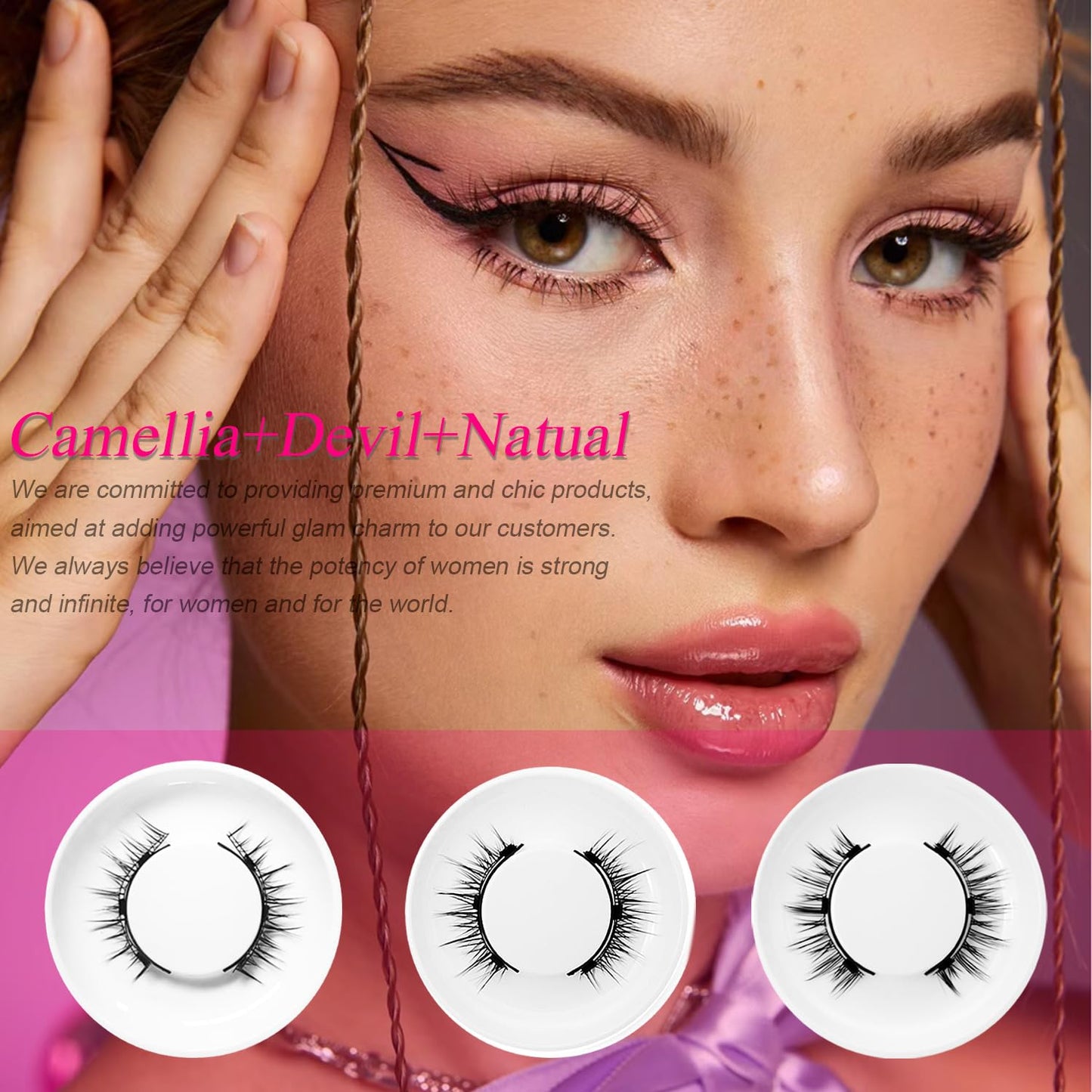 Elara Craft Magnetic Eyelashes with Applicator, Magnetic Eyelashes Without Eyeliner，Reusable Glue-Free Natural Look Eyelashes Kit Easy to Wear and Remove