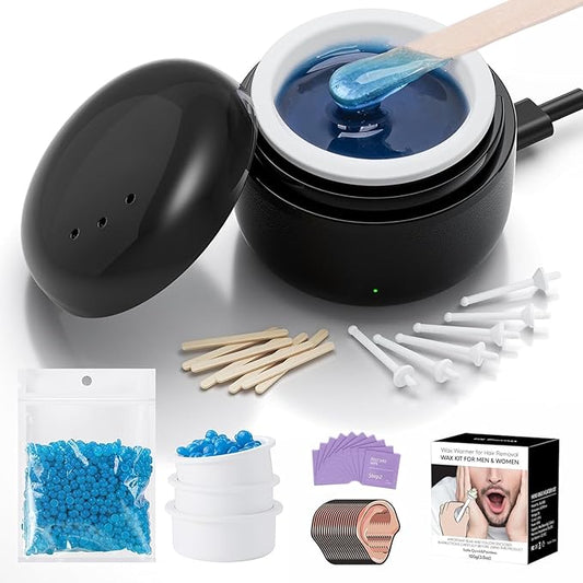 Nose Wax Kit Men Upgraded Version 100g Wax USB Fast Heat Smart Constant Temp 40 Nose Hair Sticks 3 Silicone Pots Travel Size Unisex Suitable for Different Body Parts