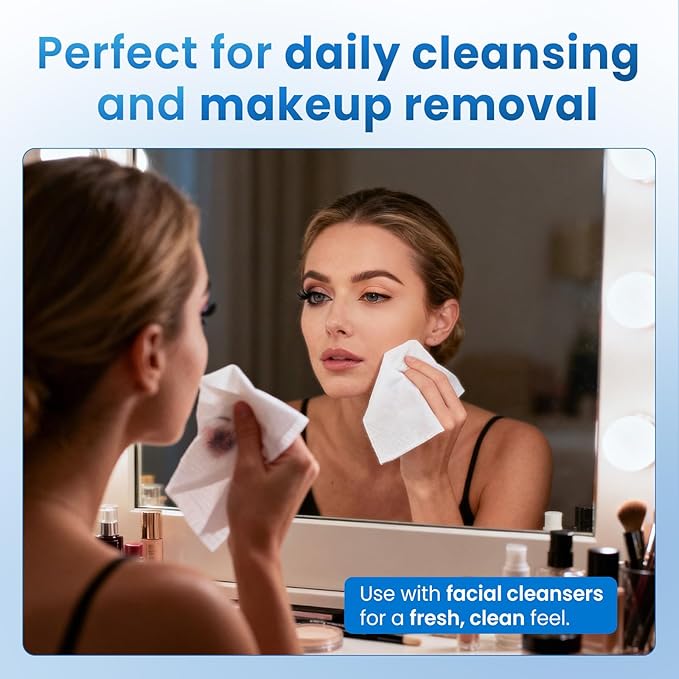Borje Face Towels XL, Thick Disposable Face Towel 10" x 12", 200 Count (4 Packs of 50), 100% USDA Biobased Soft Facial Towelettes, Makeup Remover Dry Wipes for Women Cleansing