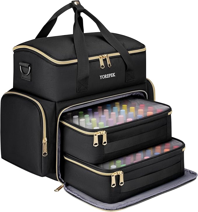 YOREPEK Extra Large Nail Polish Organizer Case Holds 70 to 100+ Bottles (15ml/0.5 fl.oz) UV lamp, Gel Polish Travel Case Bag with 2 Removable Pouches Fits Nail Suppiles, Gifts for Manicurist, Girls