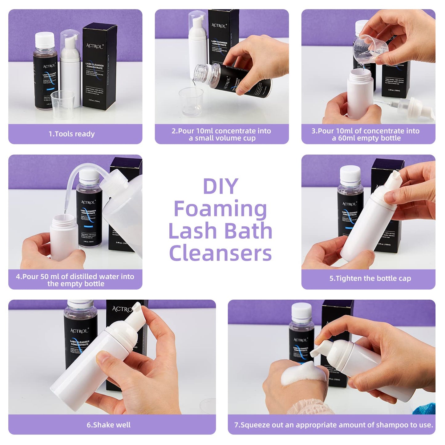 Eyelash Cleanser Concentrate 100ml Peach Professional Lash Shampoo Foaming Cleanser DIY Paraben & Sulfate Free Non-lrritating Wash for Extensions Lashes with Salon Care-Makes 20 Bottles
