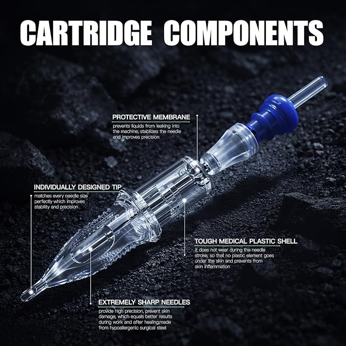 Dragonhawk Extreme Tattoo Needles - 20PCS Disposable Round Liner Cartridges 1201RL Professional Needles for Lining Work Fits Most Tattoo Machines