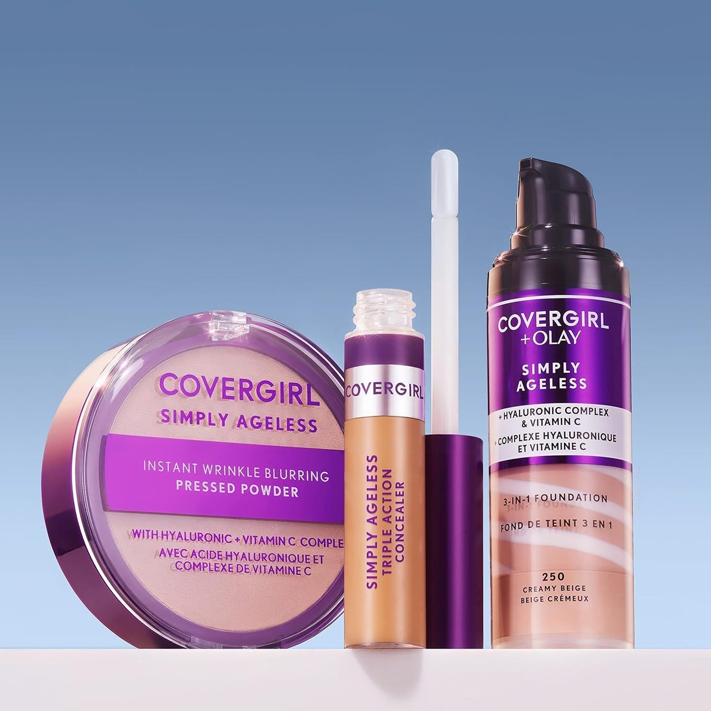 COVERGIRL & Olay Simply Ageless 3-in-1 Liquid Foundation, Matte Finish, Hyaluronic & Vitamin C Formula, 240 Natural Beige, 1 Count