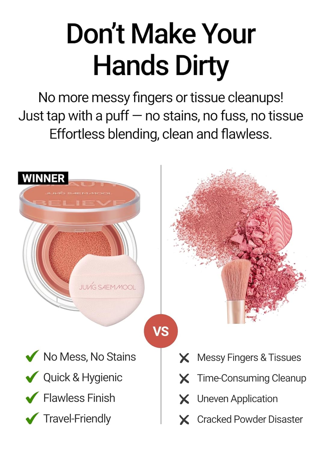 JUNGSAEMMOOL Artist Cushion Blush (Bubbly Pink) | Easy to Blend, Lightweight, Hydrating Cushion Blush for Dewy & Glowing Cheeks