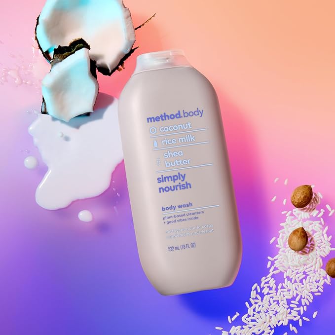 Method Body Wash, Simply Nourish, Paraben and Phthalate Free, 18 oz (Pack of 3)