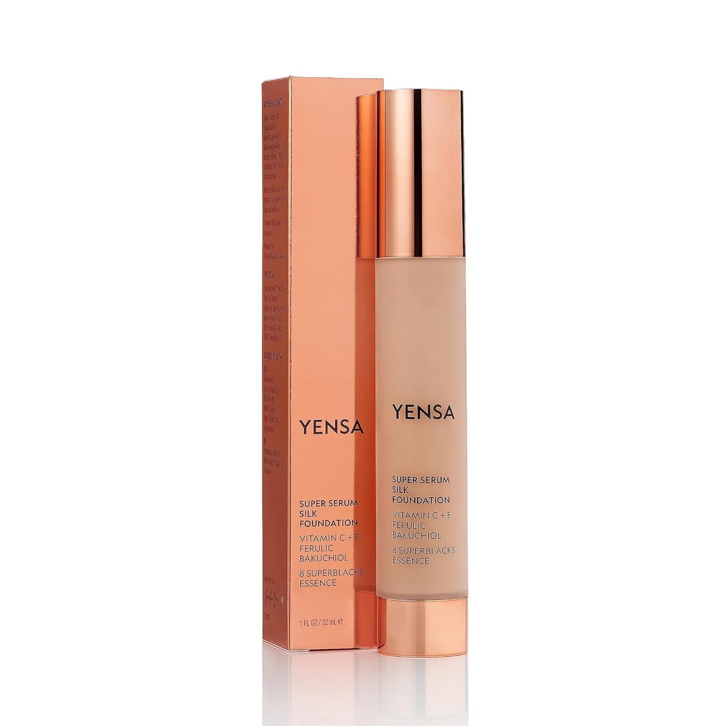 YENSA Super Silk Foundation - Full Coverage, Age-defying complex of Vitamin C, E, Ferulic, and Bakuchiol Oil (Tan 3) 1.0 fl oz