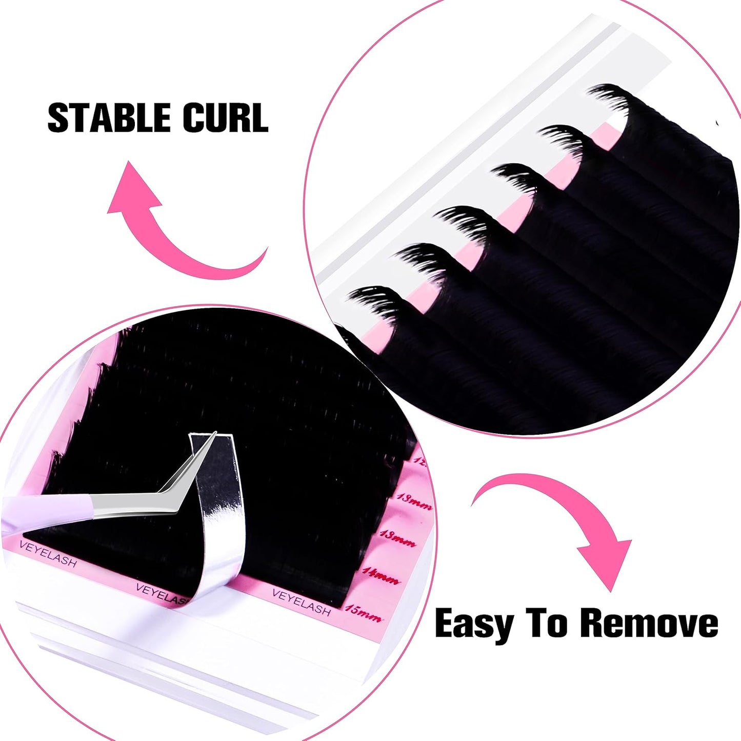 VEYES INC Cashmere Smart Fan Lash Extensions 0.03 0.05 0.07 C/CC/D Curl 8-20mm Mixed & Single Length, Super Matte Black Volume Lashes, Professional Supplies for Lash Techs (0.03 C 8-16mm)
