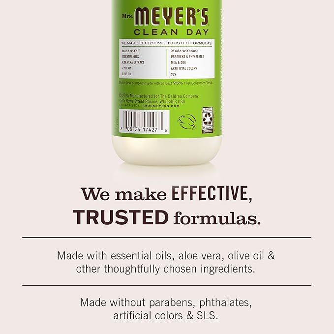 MRS. MEYER'S CLEAN DAY Hand Soap, Made with Essential Oils, Apple, 12.5 fl. oz - Pack of 3