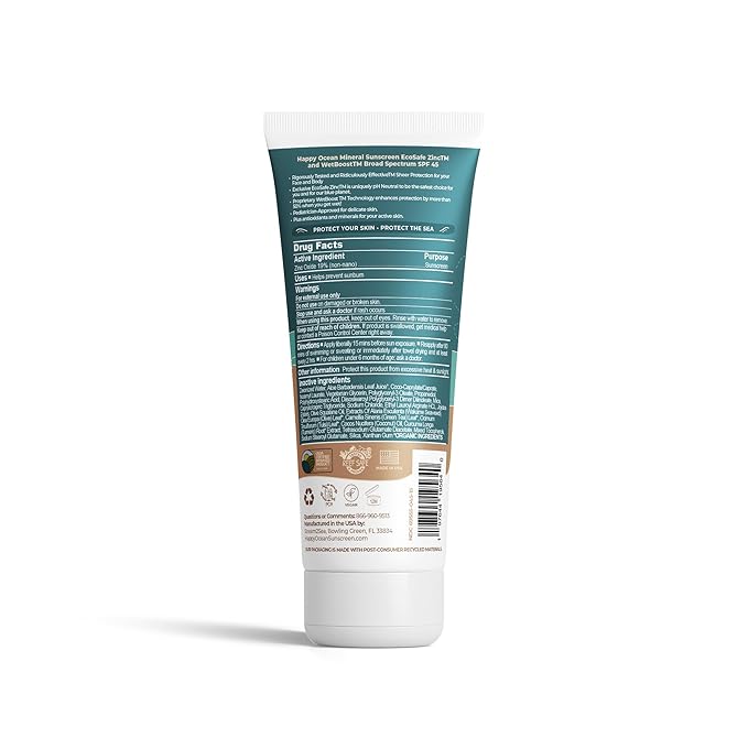 Kids Mineral Sunscreen SPF 45 – Reef Safe, Non-Toxic Sunscreen for Kids, Non-Greasy Zinc Oxide, Travel Size, Water Resistant, Face & Body