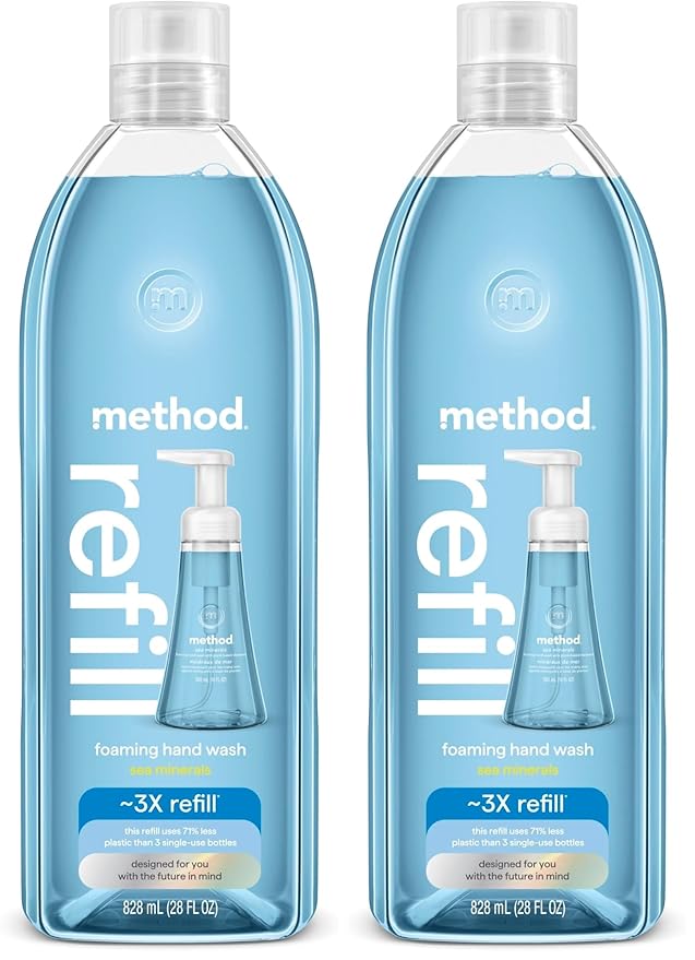 Method Foaming Hand Soap Refill, Sea Minerals, Recyclable Bottle, Biodegradable Formula, 28 oz, (Pack of 2)