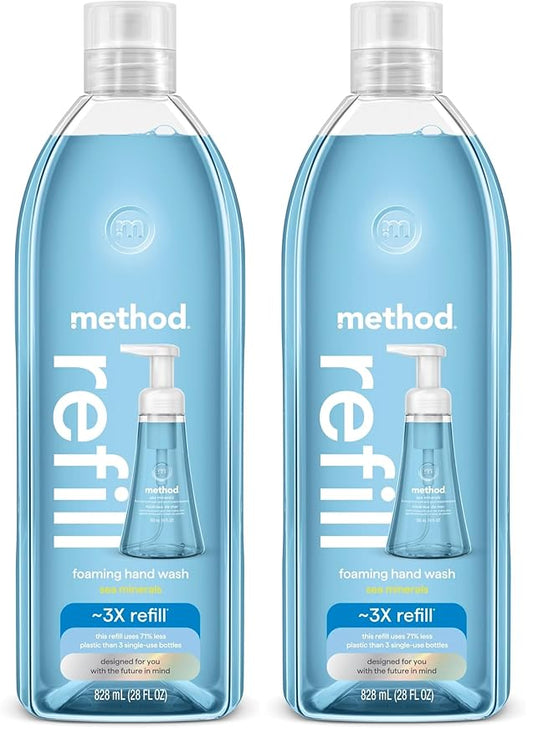 Method Foaming Hand Soap Refill, Sea Minerals, Recyclable Bottle, Biodegradable Formula, 28 oz, (Pack of 2)