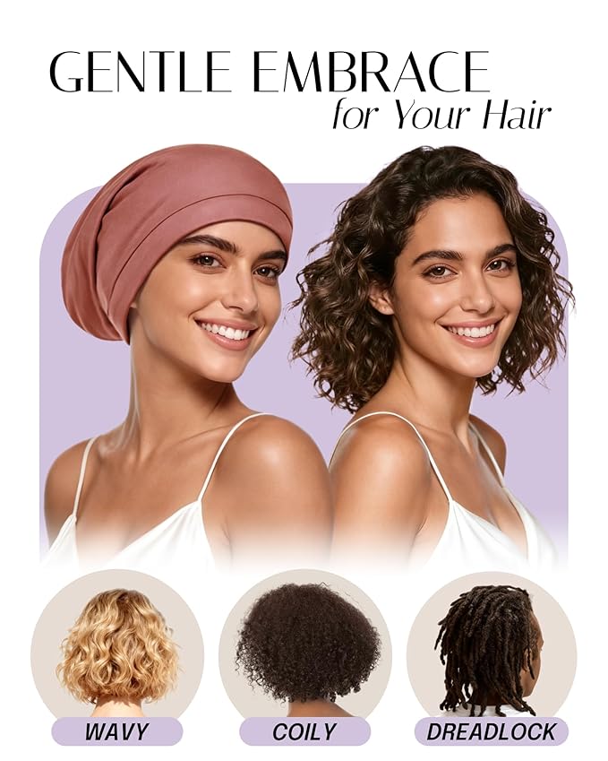OLESILK 100% Mulberry Silk Bonnet for Sleeping Women, Silk Hair Wrap for Sleeping, Silk Sleep Bonnet for Women&Men, Real Silk, Not Satin, Reddish Brown