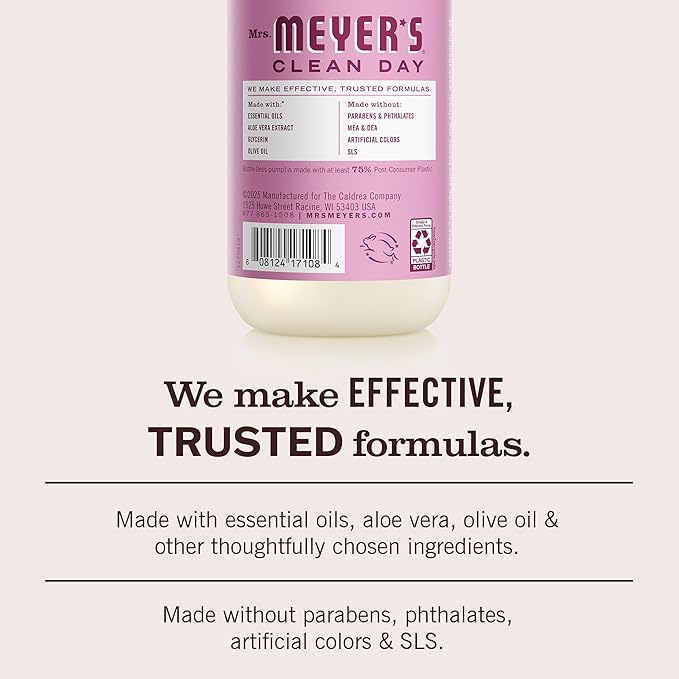 MRS. MEYER'S CLEAN DAY Hand Soap, Peony Scent, 12.5 Fl Oz Bottle - 3 Pack