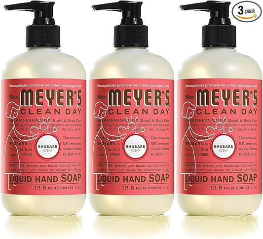 MRS. MEYER'S CLEAN DAY Hand Soap, Made with Essential Oils, Rhubarb, 12.5 Fl. Oz - Pack of 3