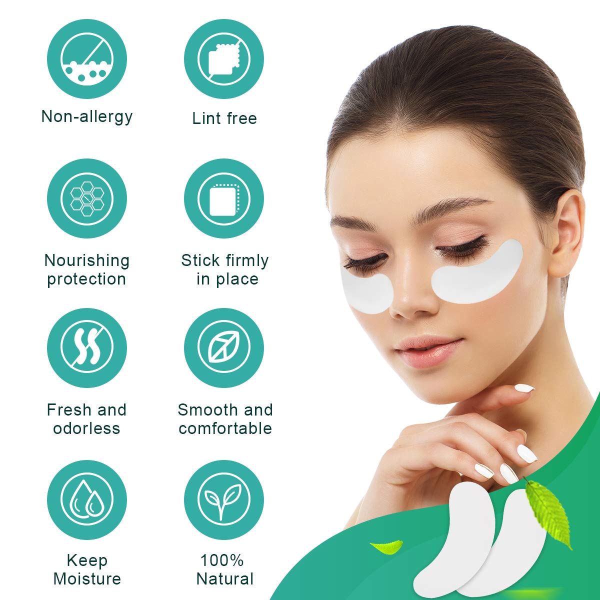 AHIER 250 Pairs Set Eyelash Extension Eye Pads, Hydrogel Eye Pads for Lash Extensions, DIY False Eyelash Extensions Lint Free Eye Gel Pads Makeup Supplies