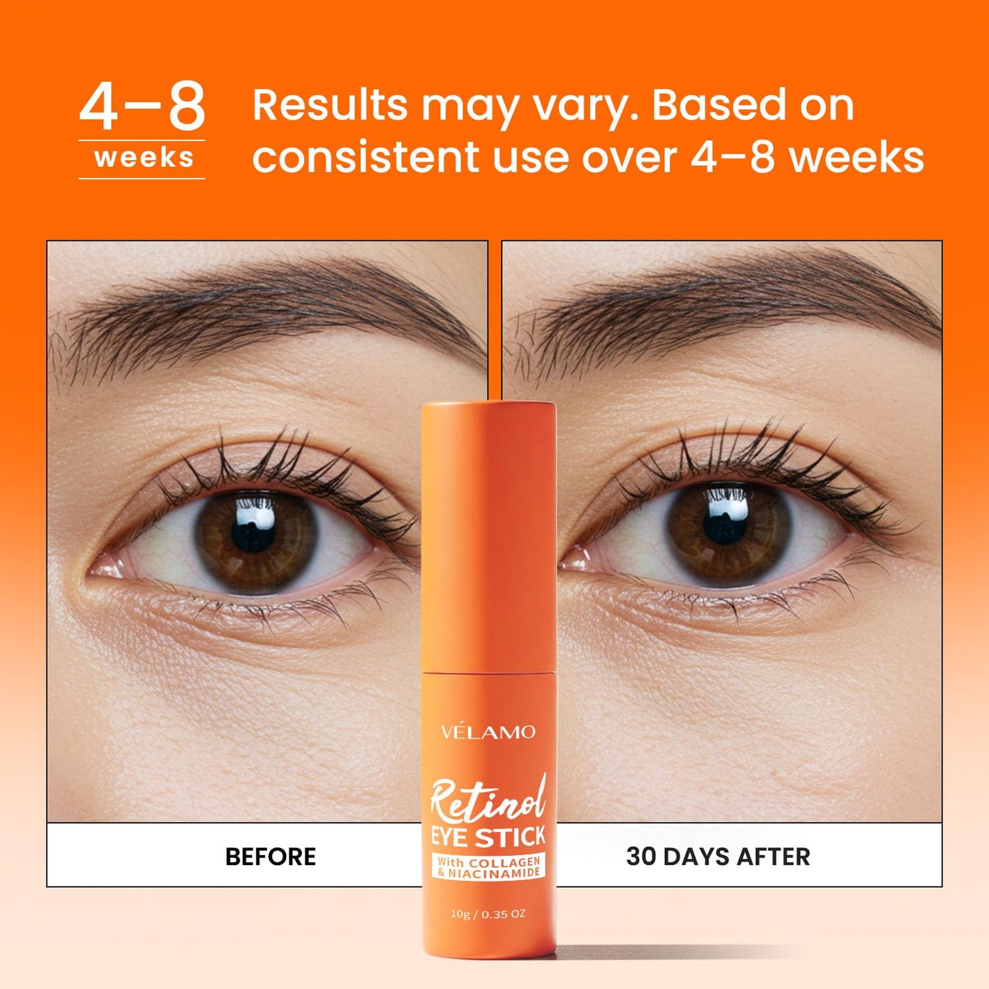 VELAMO ADVANCED Retinol Eye Balm Stick: Made in Korea, Travel Essentials, Upgraded 8-in-1 Formula with Collagen, Niacinamide & Peptides – Under Eye Cream for Dark Circles, Puffiness & Wrinkles 1.05oz