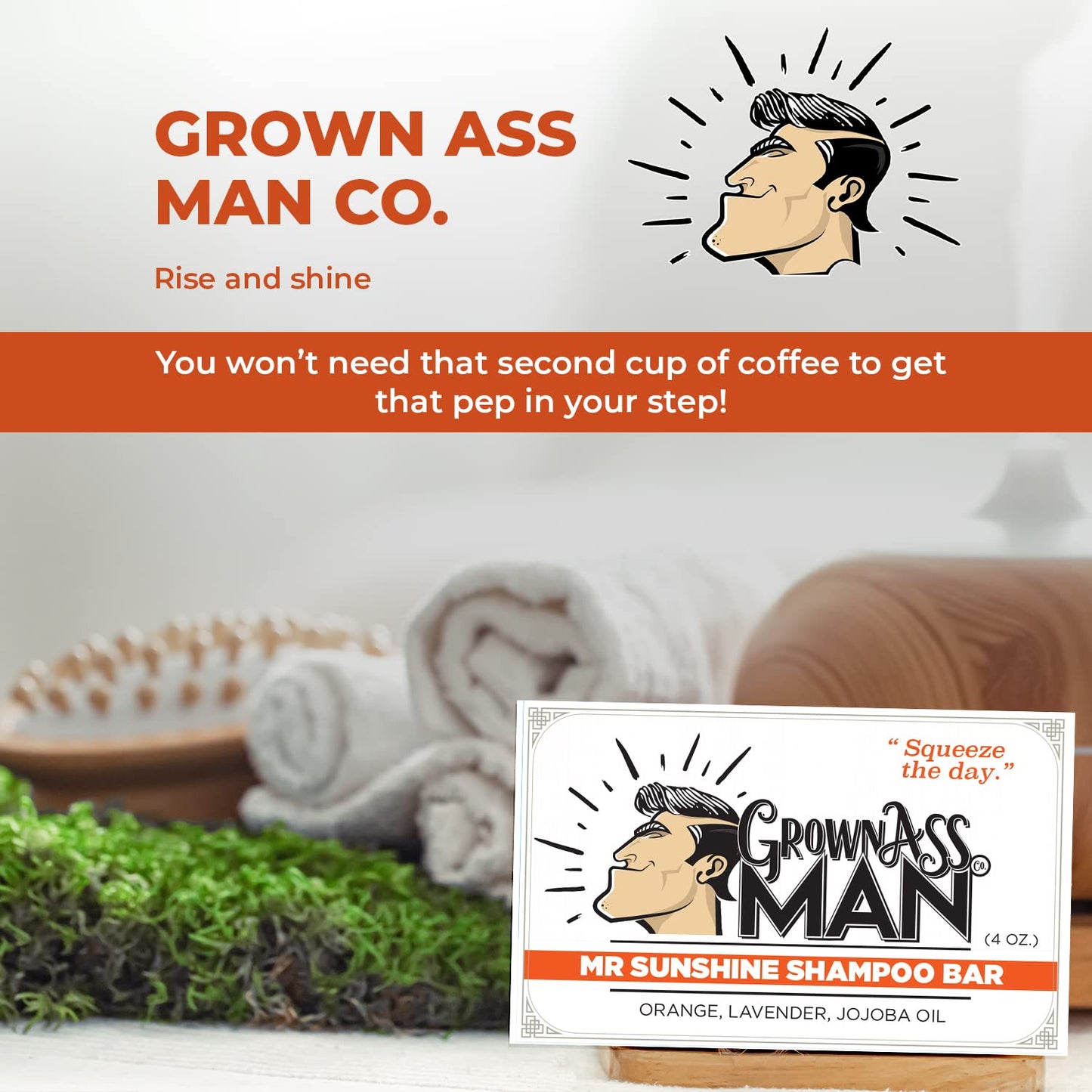Solid Shampoo Bar Rich Lather 3 in 1: Hair, Beard & Body Wash - Plastic Free & Eco-Friendly, Natural & Organic Clean for All Hair Types, 4oz Bar (Mister Sunshine, 6-Pack)