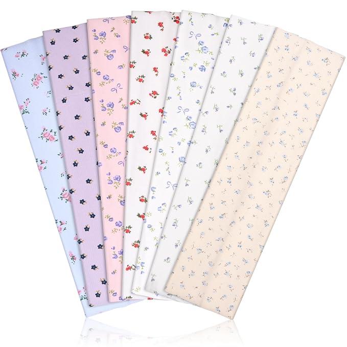 Headbands for Women, Stretchy Non Slip Soft Cotton Cloth Hair Bands for Sports, Workout, Yoga and Running, 7pcs
