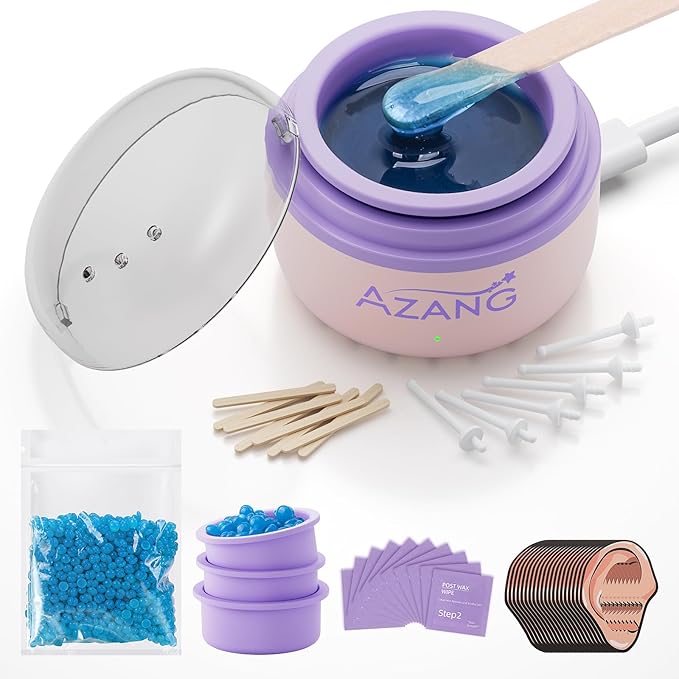 Nose Wax Kit - Portable Wax Warme Hair Removal for Women & Men - 100g Beads, 24 Applicators, 12 Nose Sticks, 3 Silicone Pots-Pink