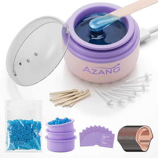 Nose Wax Kit - Portable Wax Warme Hair Removal for Women & Men - 100g Beads, 24 Applicators, 12 Nose Sticks, 3 Silicone Pots-Pink