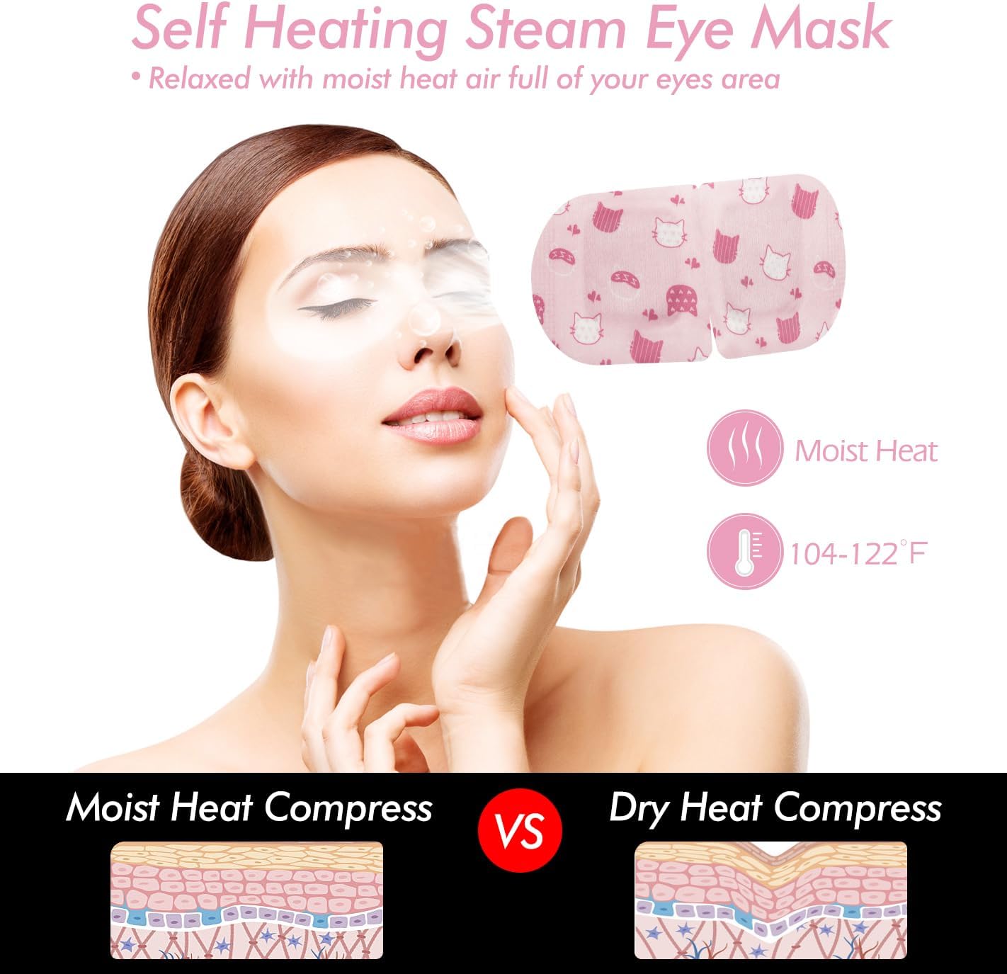 Jekeno Steam Eye Mask, 20 Packs Eye Masks for Dry Eyes Dark Circles and Puffiness, 40-60 Minutes Self Heated Steam Warm Eye Mask, Christmas Spa Gifts for Women