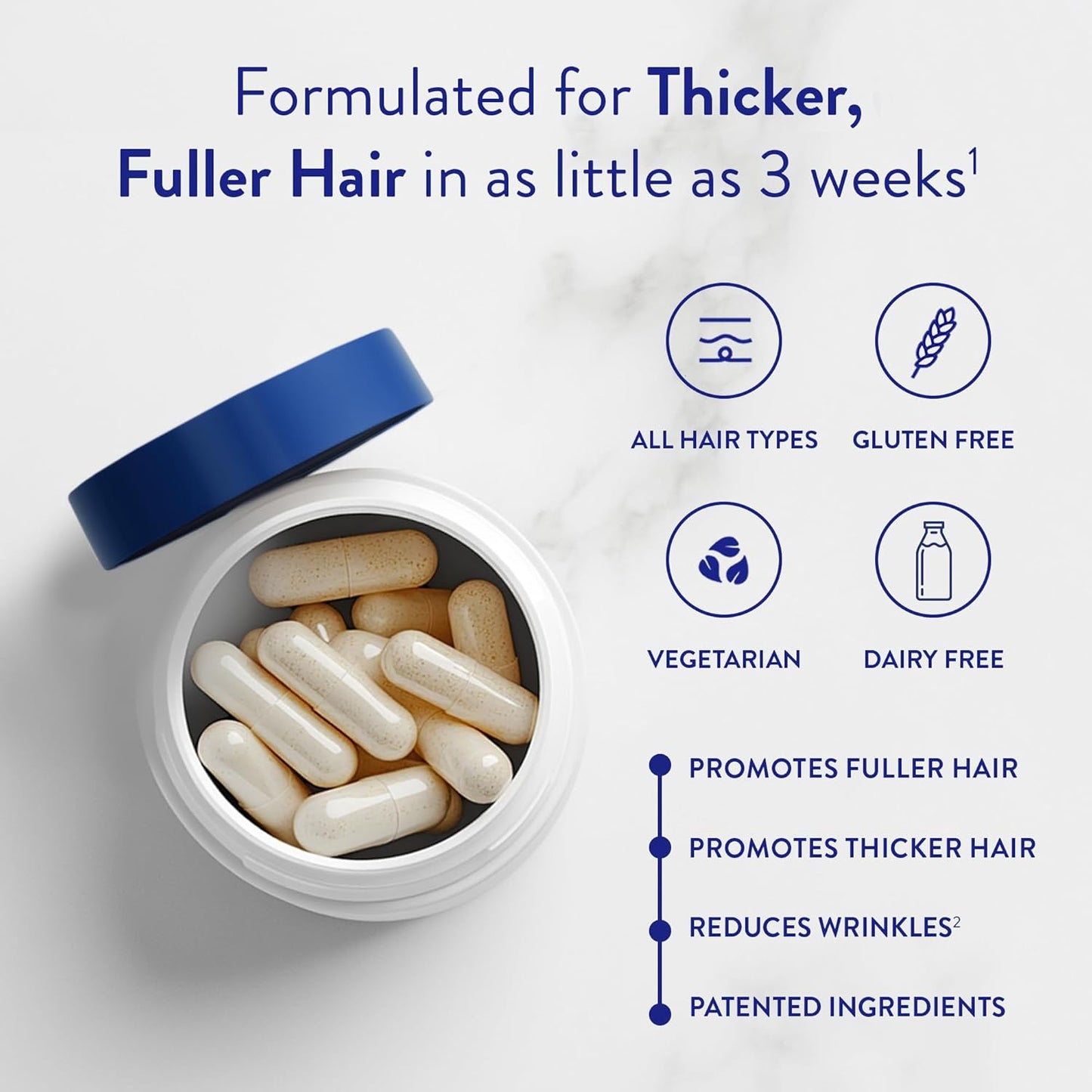 Routine Wellness Hair Growth Supplement - Clinically Proven for Thicker, Fuller Hair - Reduces Wrinkles, Fine Lines - Gluten Free, Ideal for Women & Men with Thinning Hair - 3 Bottles, 90 Day Supply