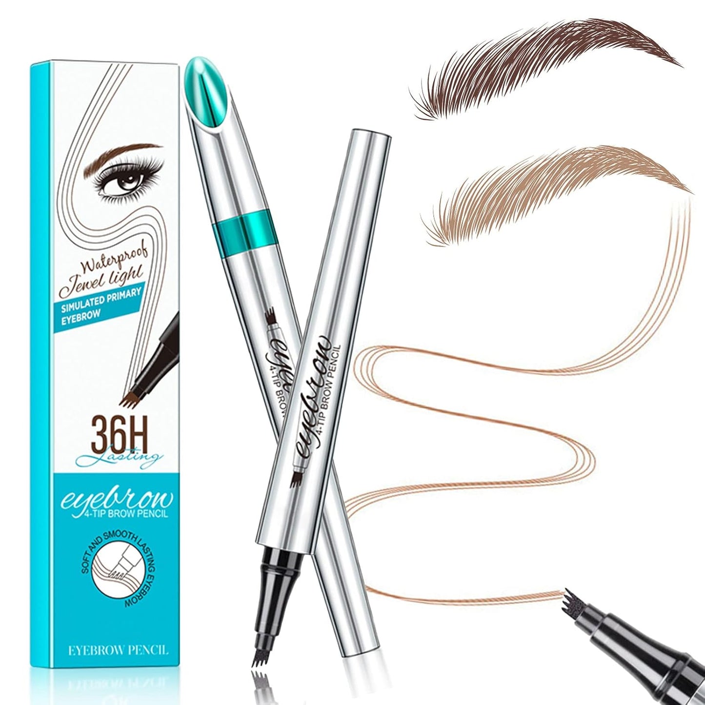 Microblading Eyebrow Pencil, Eyebrow Pen with an Upgrade Micro-Fork Tip Applicator, Waterproof Long-Lasting Microblading Brow Pen, Brow Pencil for Natural Looking Brows Makeup,Medium Brown,1Pcs