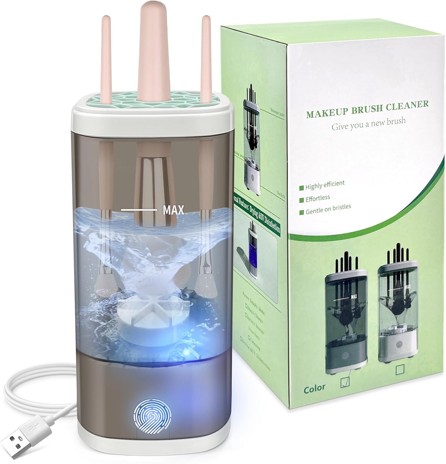 Electric Makeup Brush Cleaner Machine, Ultimate Efficient Automatic Cleaner for All Types of Makeup Brushes- Black