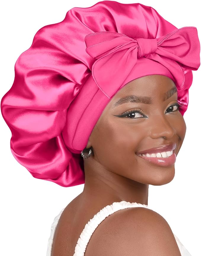 YANIBEST Adjustable Satin Bonnet for Sleeping Women Double Layer Hair Wrap Reduce Friction Prevent Frizz Natural Curly Hair