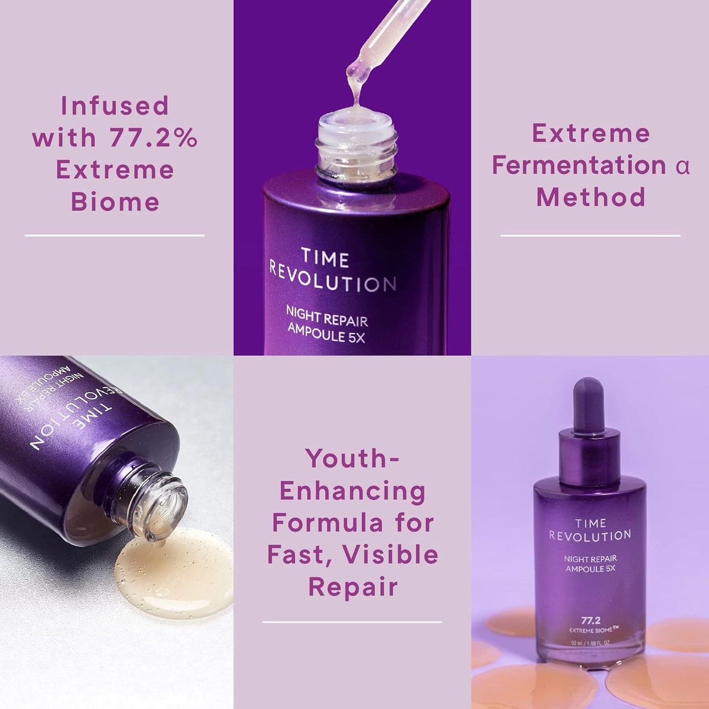 MISSHA Time Revolution Night Repair Face Serum Ampoule (5th Gen) - Overnight Probiotic Skincare for Revitalization and Radiance, 1.69 Fl Oz