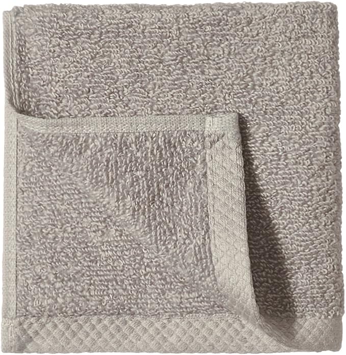 Amazon Basics 100% Cotton Washcloths, Quick-Dry, 12" x 12", Platinum, 12-Pack