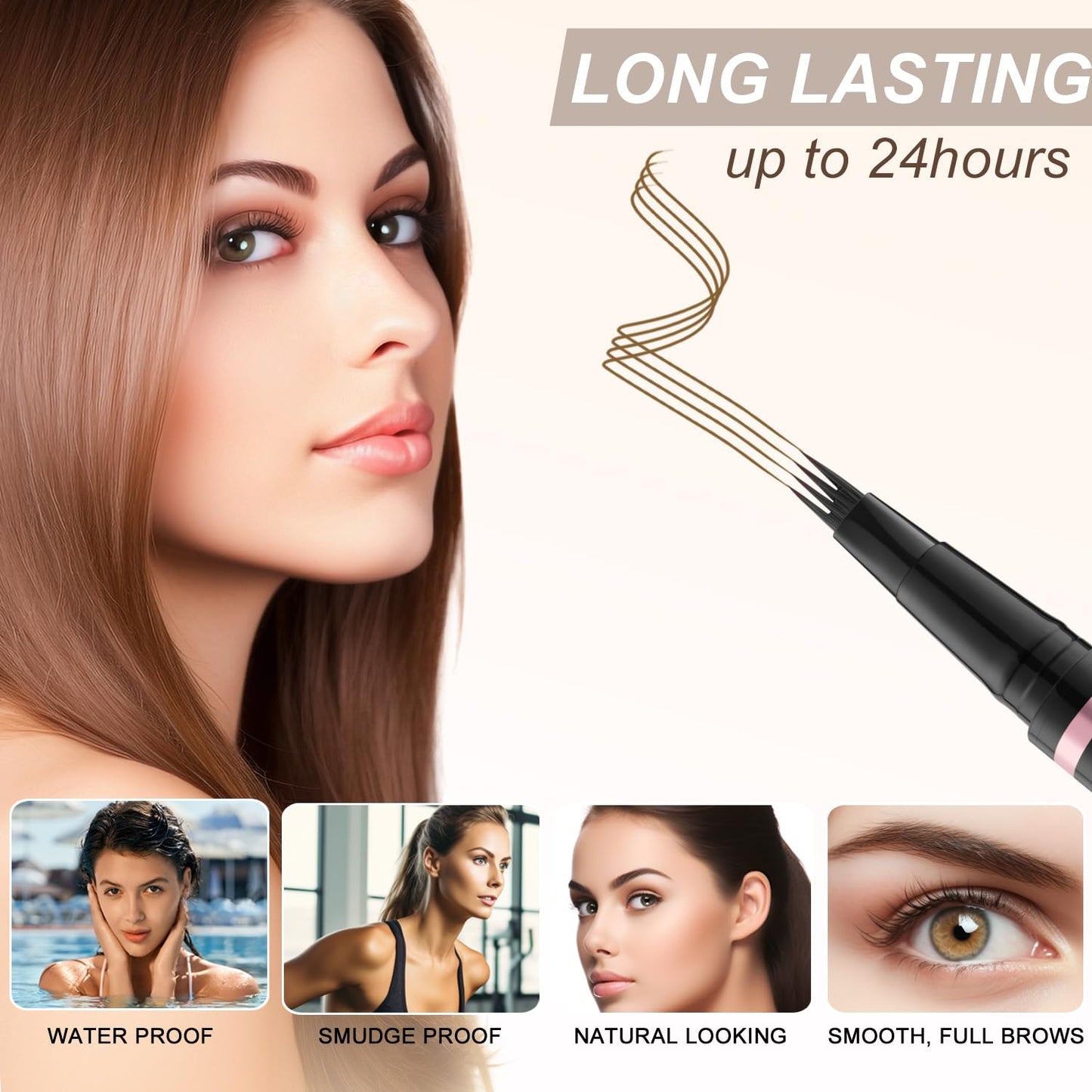 Eyebrow Pencil Makeup Kit, with Waterproof 2-IN-1 Microblading Eyebrow Pen, Eyebrow Pomade, Eyeliner and Dual-ended Eyebrow Brush, Brow Pencil Kit for Natural Eyebrows - Auburn