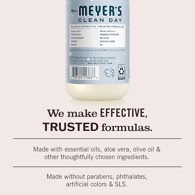 MRS. MEYER'S CLEAN DAY Hand Soap, Made with Essential Oils, Snowdrop, 12.5 fl. Oz (Pack of 3)