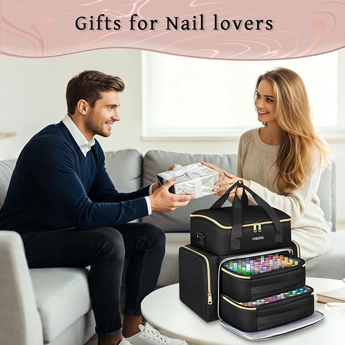 YOREPEK Extra Large Nail Polish Organizer Case Holds 96 to 100+ Bottles (15ml/0.5 fl.oz) UV lamp, Gel Polish Travel Case Bag with 2 Removable Pouches Fits Nail Suppiles, Manicurist Nail Tech Gifts