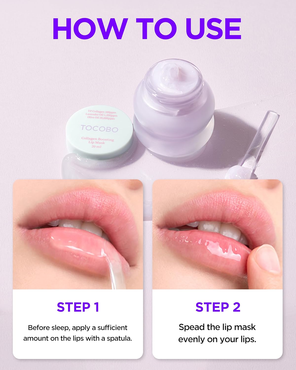 TOCOBO Collagen Boosting Lip Mask – Korean Overnight Lip Plumper Treatment with Fermented Collagen, Olive Oil & Lavender – Hydrating, Plumping, Exfoliating Balm for Smooth, Elastic Lips, 0.5 oz.