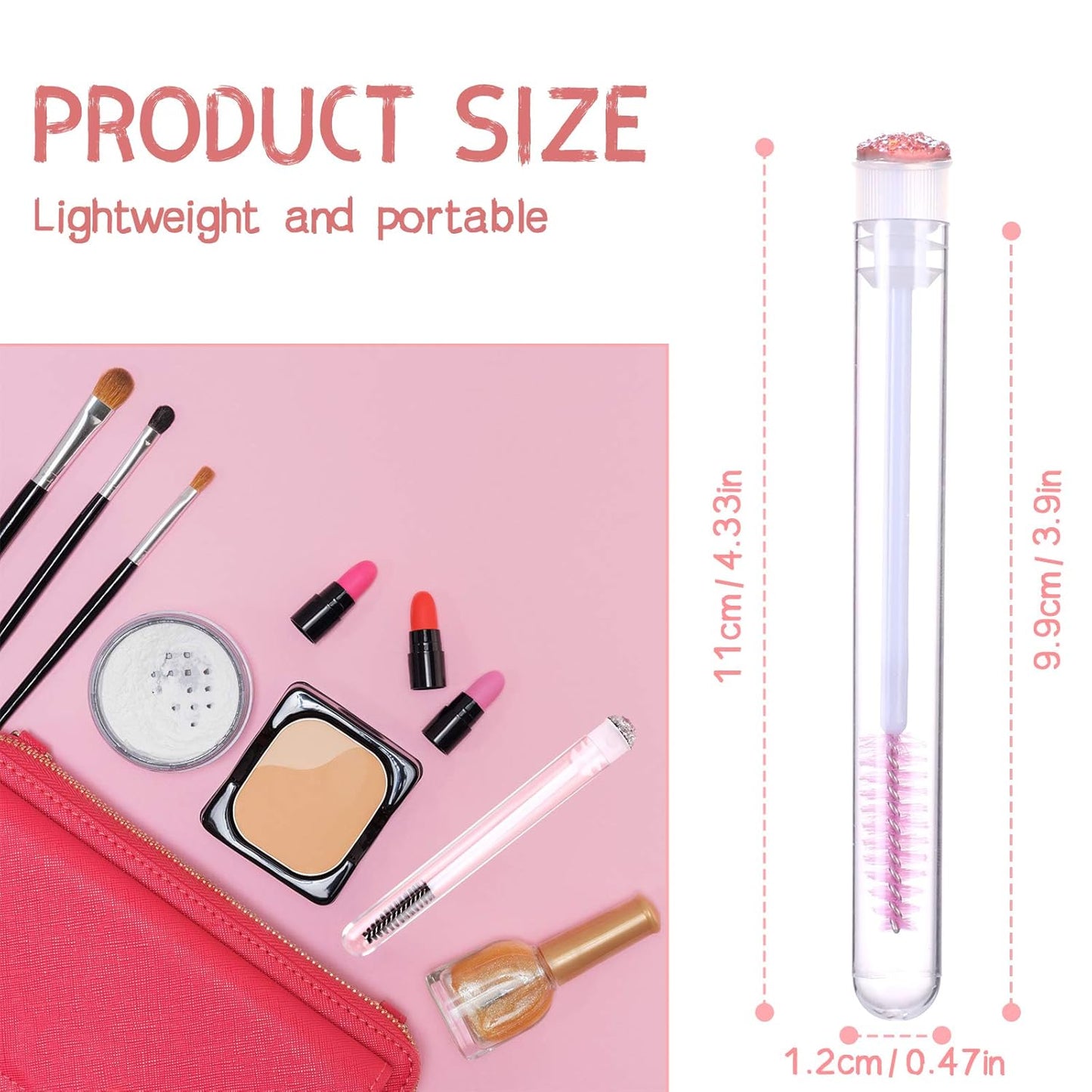 20 Pieces Eyelashes Brush Container Disposable Mascara Bruush Wand Case Lash Spoolies Tube Spoolie Holder Makeup Brush for Eyelash Extension Mix