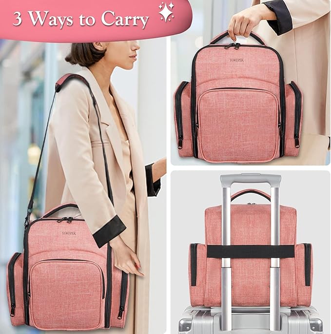 YOREPEK Nail Polish Organizer Holds 72 Bottles (15ml-0.5 fl.oz) Large Nail Polish Carrying Case with 3 Removable Pouches and 4 Zippered Pockets for Manicure Tools, Supplies, Nail Lamp, Gifts for Women