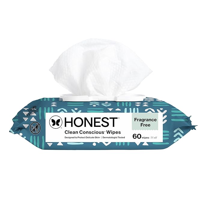 The Honest Company Hypoallergenic Multi-Use Baby Wipes for Sensitive Baby Skin, Balance Blues, 60 Count