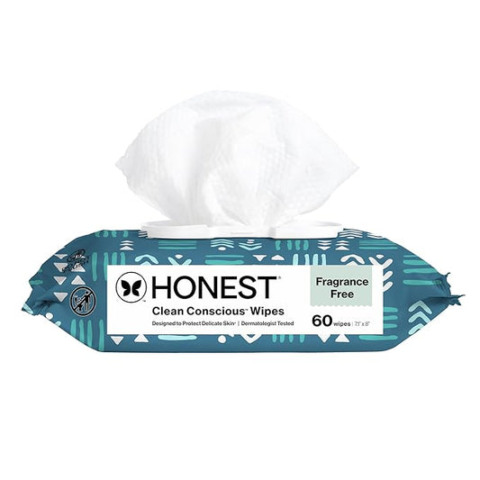 The Honest Company Hypoallergenic Multi-Use Baby Wipes for Sensitive Baby Skin, Balance Blues, 60 Count
