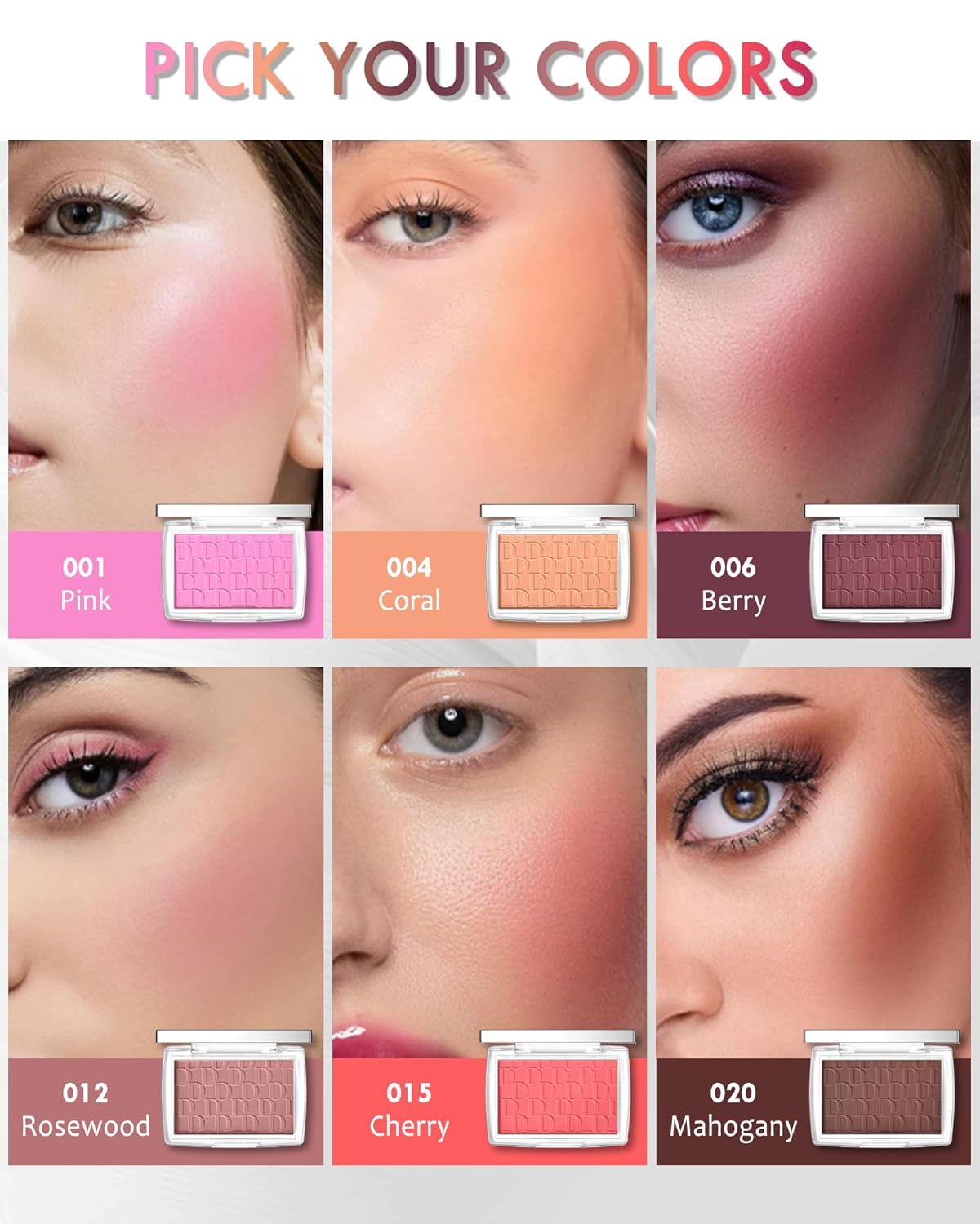 Powder Blush Palette, Matte Powder Makeup Blush for Cheeks, Natural Glow Face Blush Contour Palette, Lightweight, Smooth, High Impact Buildable Color, Long-lasting All-Day Face Enhancing -#Berry