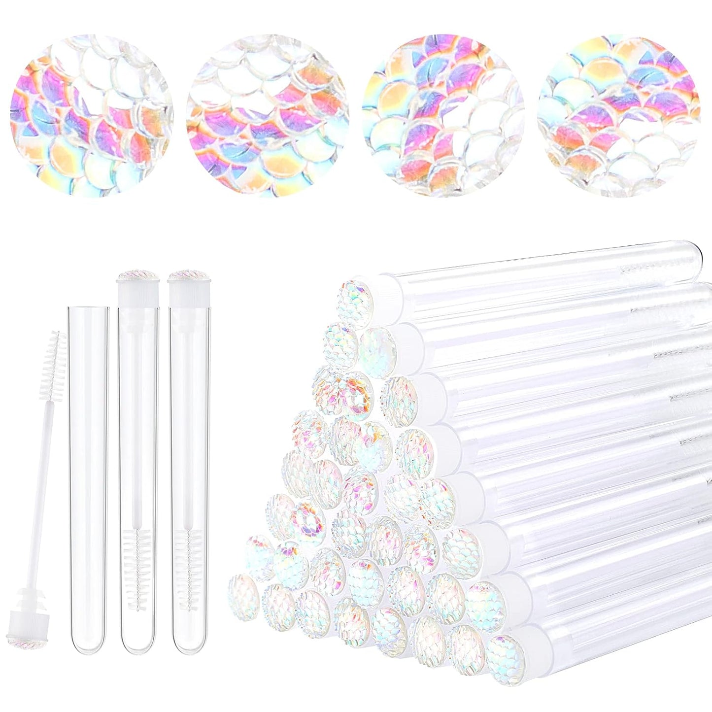 20pcs Eyelash brush Lash Wand Makeup tool Eyelash Extension supplies Cleaning brush Diamond Mascara scale white