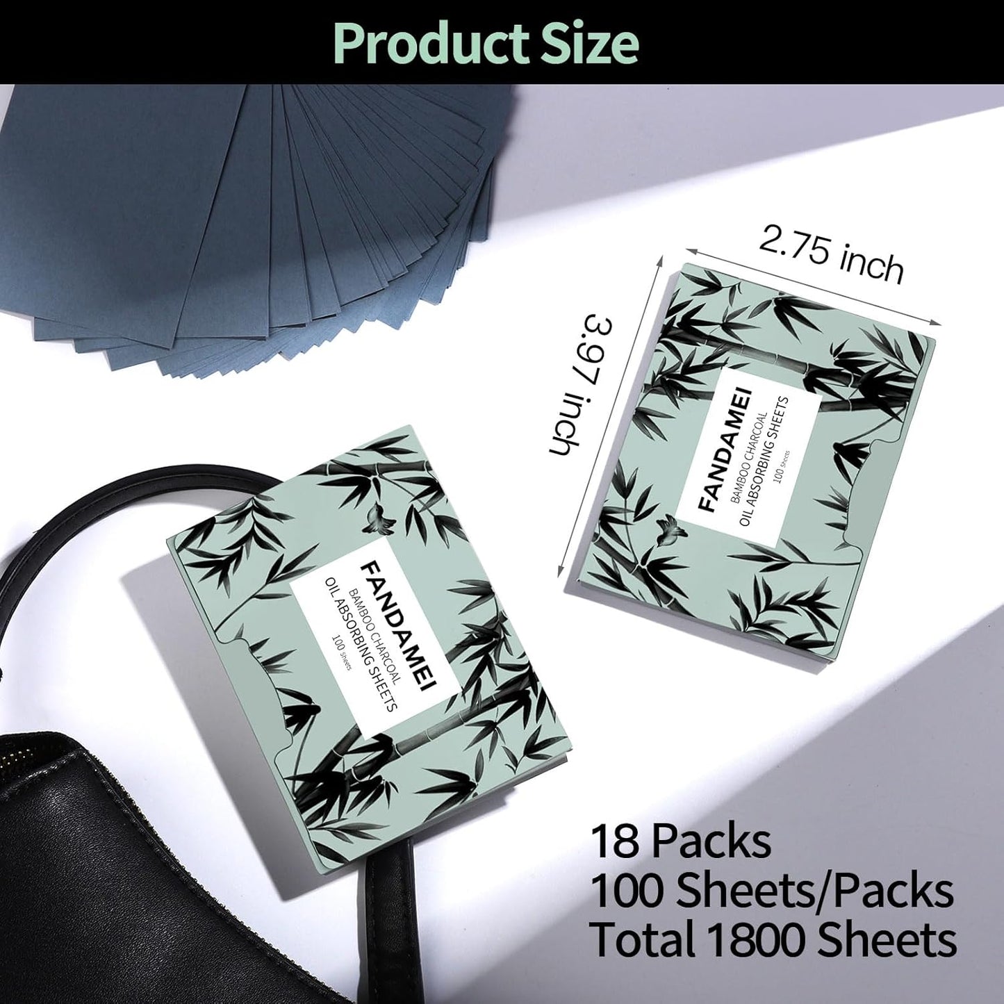 FANDAMEI 1800 Counts Oil Blotting Sheets For Face, Oil Blotting Papers For Face, Blotting Paper for Oily Skin, Oil Absorbing Sheets For Face, Oil Control Film, Oil Absorbing Tissues