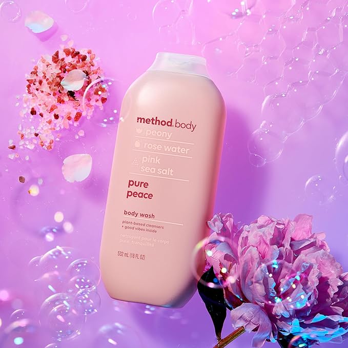 Method Body Wash, Pure Peace, Paraben and Phthalate Free, 18 oz (Pack of 3),Detoxifying