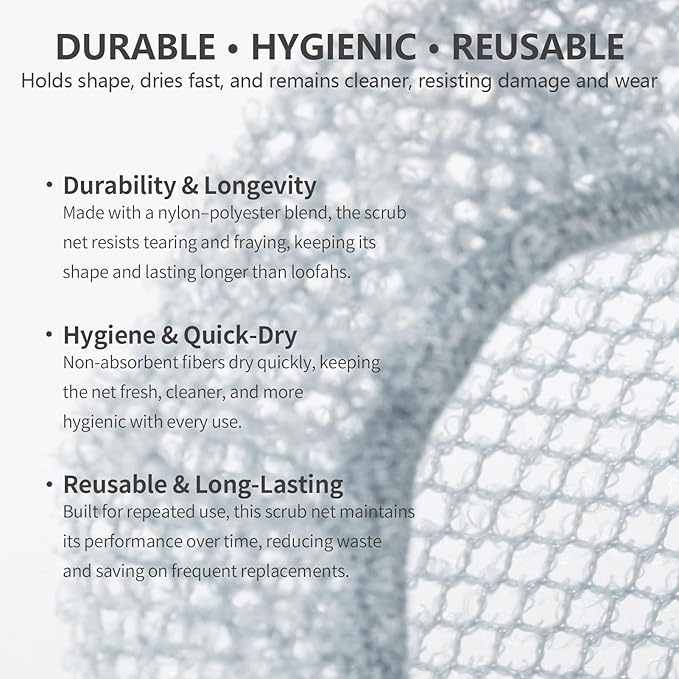 Silicone Body Scrubber with Scrub Net, BEAUTAIL 2 Pack – Rich Foam and Exfoliation with Gentle Brush or Firmer Net Options – Hygienic, Durable, Easy to Clean – 1 Shower Brush Black, 1 Scrub Net Gray